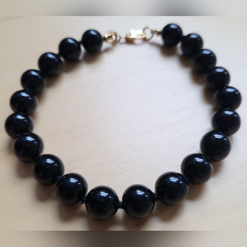 Monet Vintage Black Knotted Glass Bead Bracelet